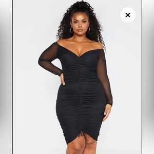 Plus White Mesh Ruched Bardot Midi Dress